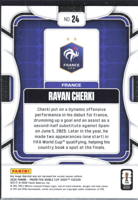 Rayan Cherki 2026 Prizm World Cup Base baksida SKU 10795