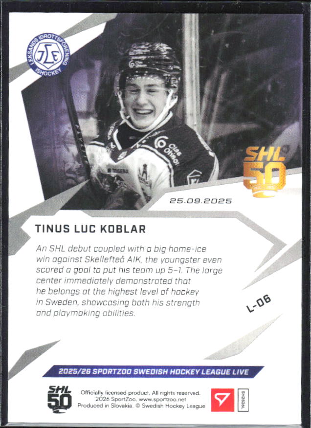 Tinus Luc Koblar SHL LIVE L-06 68/98 – baksida
