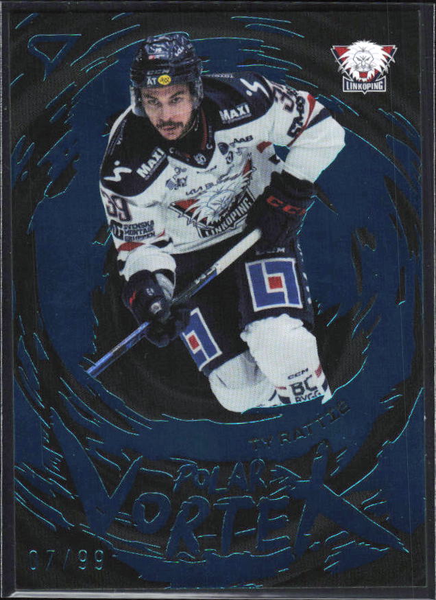 2025-26 SportZoo SHL S1 #PV-38 Ty Rattie Polar Vortex Steel Blue 07/99 – framsida