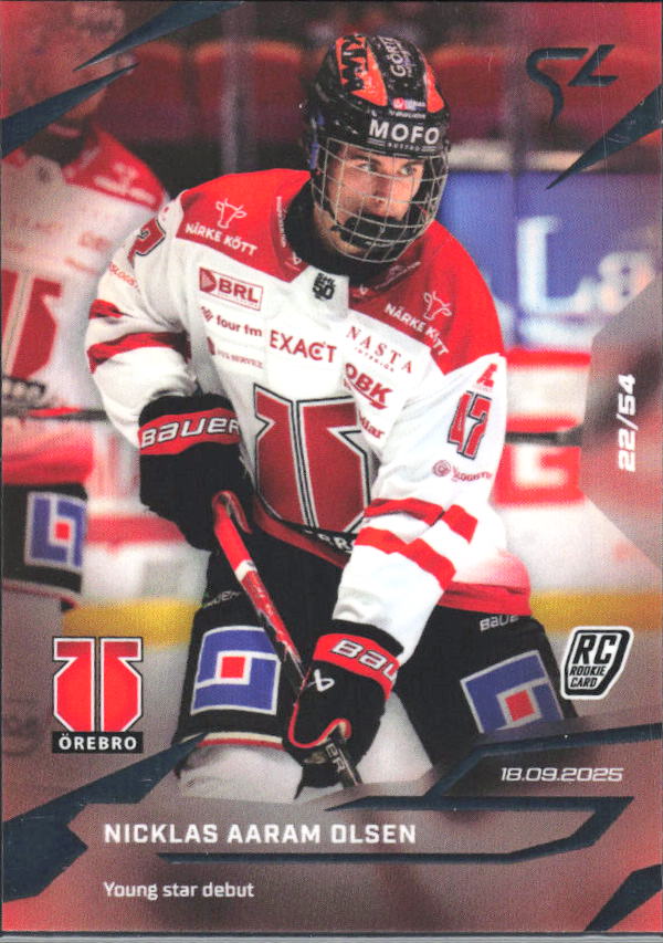 2025-26 SportZoo SHL LIVE #L-04 Nicklas Aaram Olsen 22/54 RC – framsida