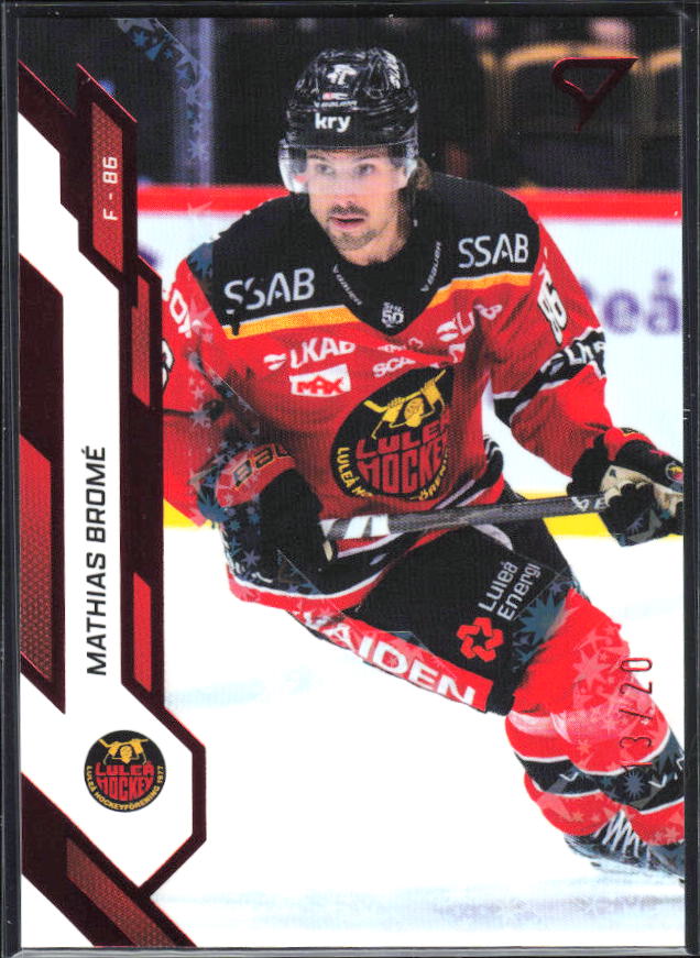 2025-26 SportZoo SHL S1 #009 Mathias Bromé Scarlet Red 13/20 – framsida