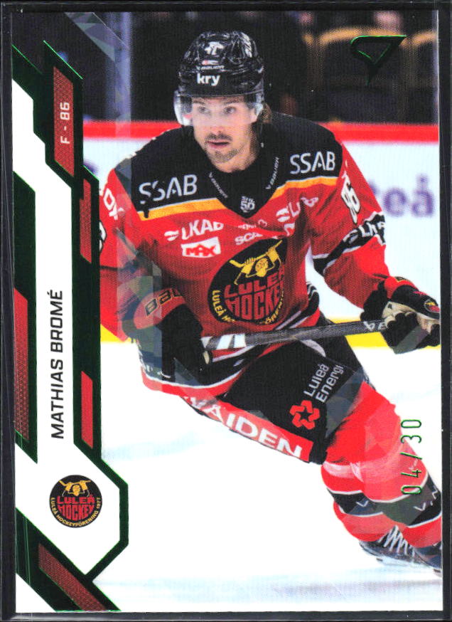 2025-26 SportZoo SHL S1 #009 Mathias Bromé Shamrock Green 04/30 – framsida