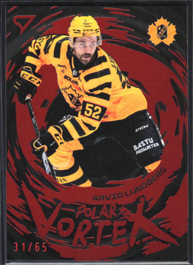 2025-26 SportZoo SHL S1 #PV-13 Arvid Lundberg Polar Vortex Coral Copper 31/65 – framsida