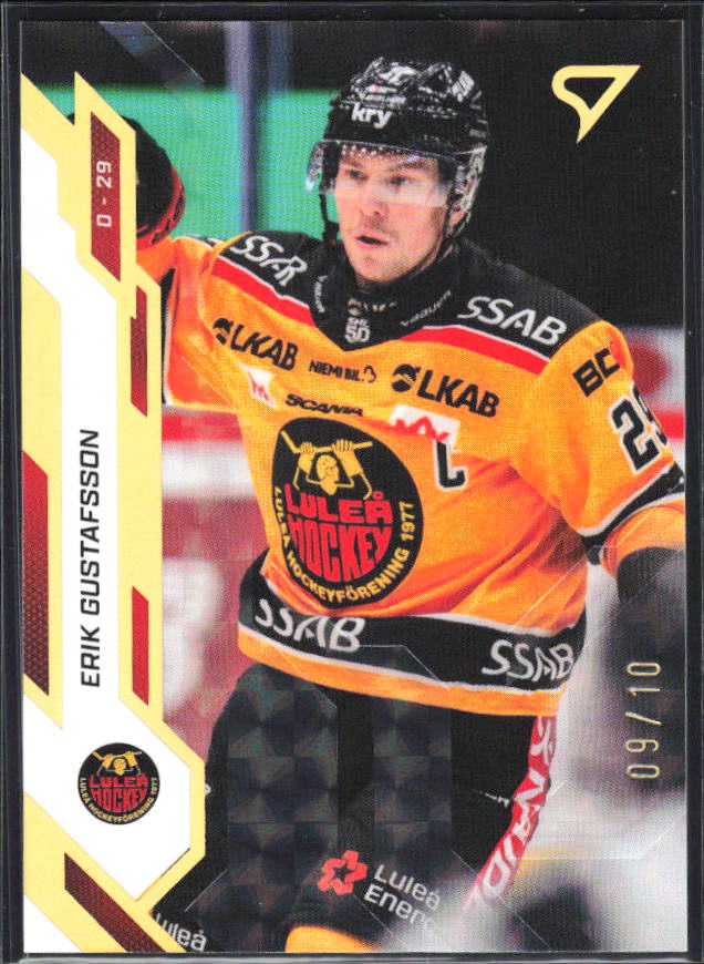 2025-26 SportZoo SHL S1 #005 Erik Gustafsson Blonde Gold 09/10 – framsida