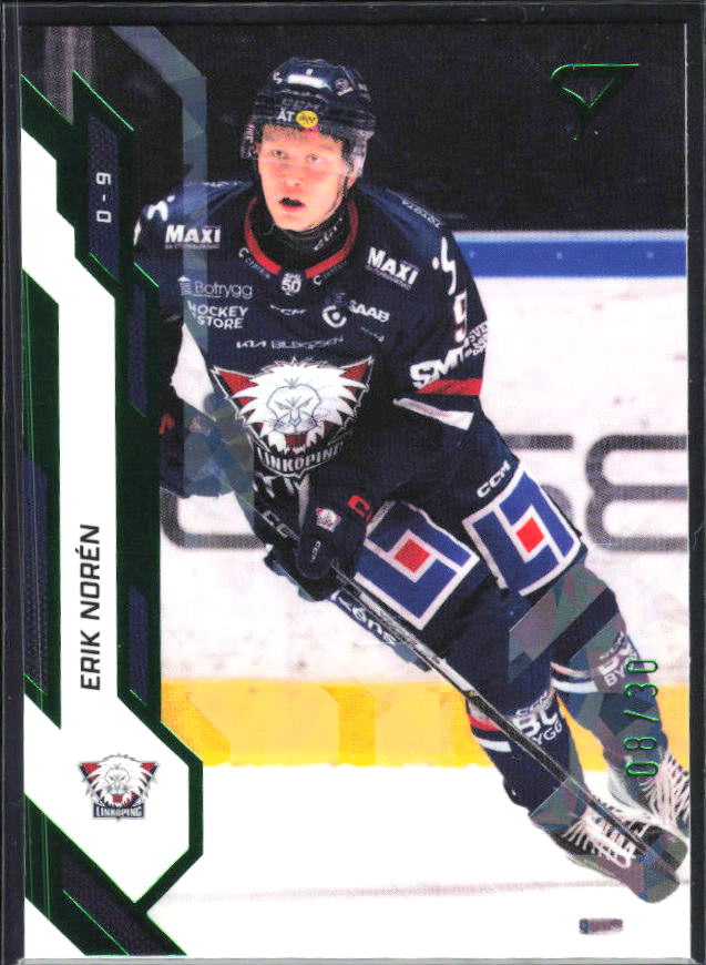 2025-26 SportZoo SHL S1 #203 Erik Norén Shamrock Green 08/30 – framsida