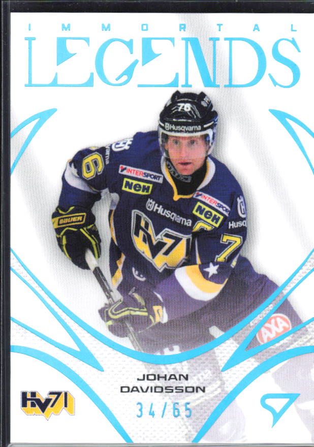 2025-26 SportZoo SHL S1 #IL-05 Johan Davidsson Immortal Legends Sapphire Blue 34/65 – framsida