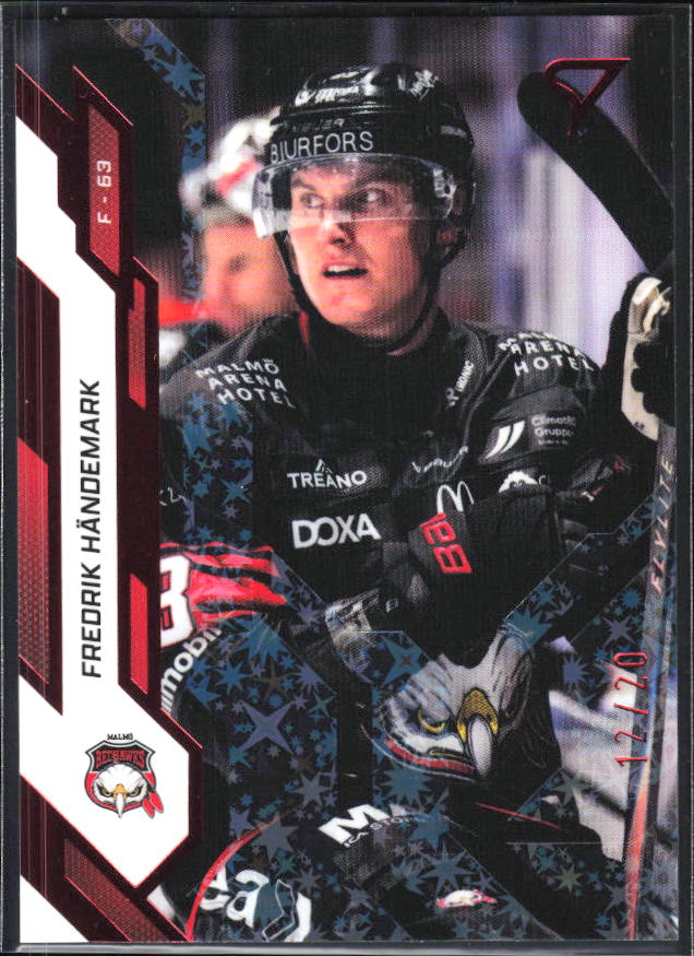 2025-26 SportZoo SHL S1 #137 Fredrik Händemark Scarlet Red 12/20 – framsida