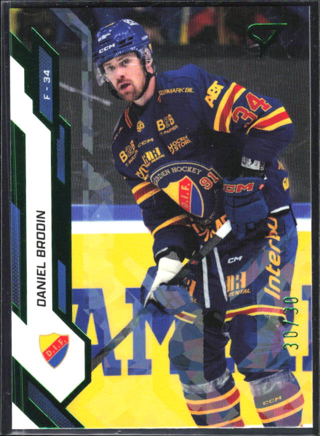 2025-26 SportZoo SHL S1 #242 Daniel Brodin Shamrock Green 30/30 – framsida