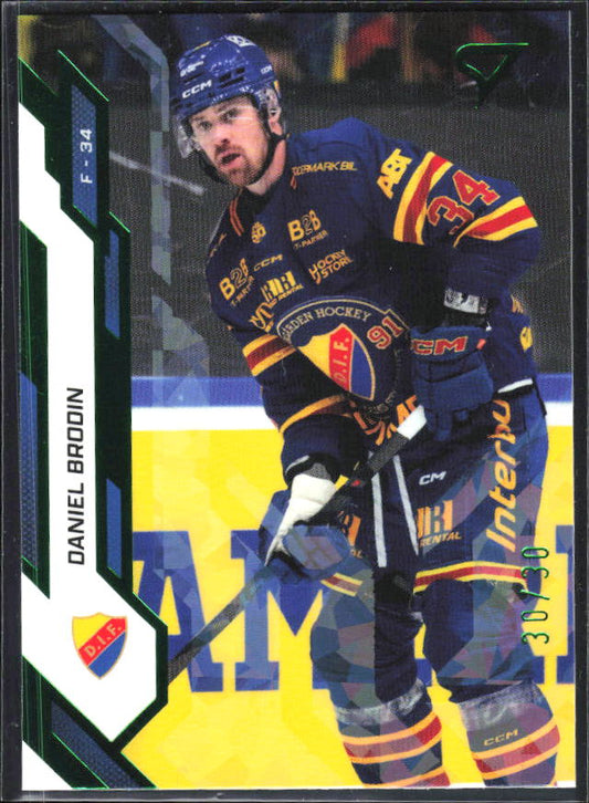 2025-26 SportZoo SHL S1 #242 Daniel Brodin Shamrock Green 30/30 – framsida