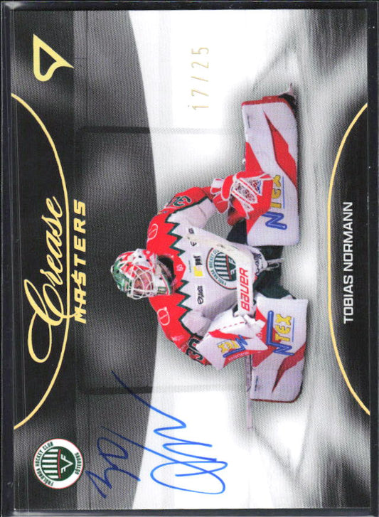 2025-26 SportZoo SHL S1 #CMS-TN Tobias Normann Crease Masters Gold Auto 17/25 – framsida