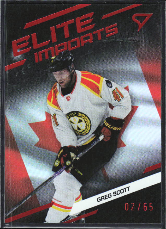 2025-26 SportZoo SHL S1 #EI-06 Greg Scott Elite Imports Light Copper 02/65 – framsida