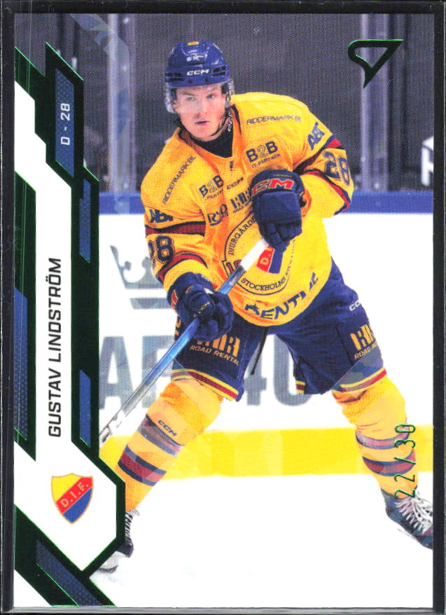 2025-26 SportZoo SHL S1 #239 Gustav Lindström Shamrock Green 22/30 – framsida