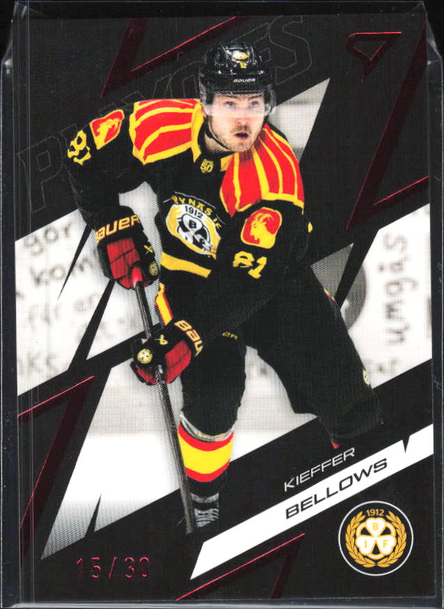 2025-26 SportZoo SHL Playoffs #15 Kieffer Bellows Playoffs Fire Red 15/30 – framsida
