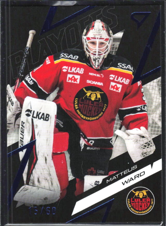 2025-26 SportZoo SHL Playoffs #01 Matteus Ward Playoffs Azure Blue 15/60 – framsida