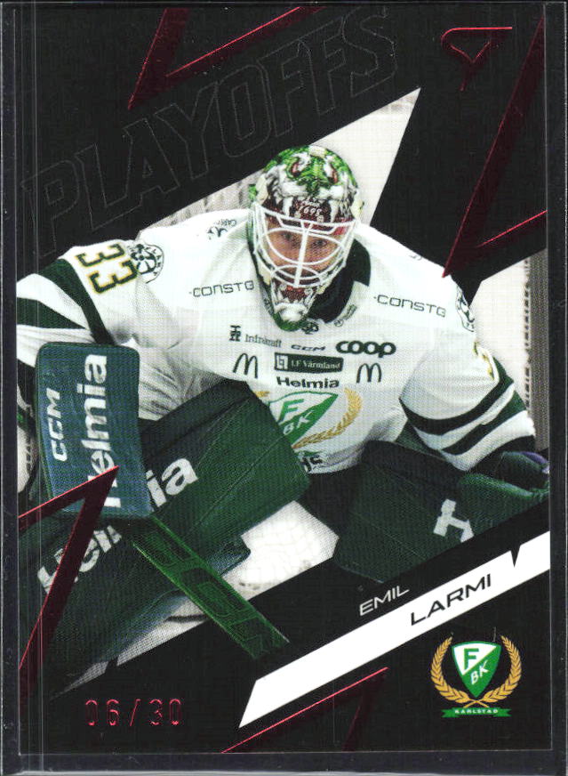 2025-26 SportZoo SHL Playoffs #37 Emil Larmi Playoffs Fire Red 26/30 – framsida