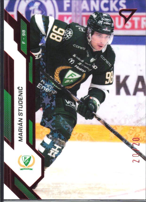 2025-26 SportZoo SHL S1 #089 Marián Studenič Scarlet Red 20/20 – framsida