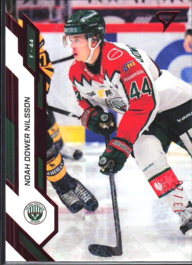 2025-26 SportZoo SHL S1 #045 Noah Dower Nilsson Scarlet Red 13/20 – framsida