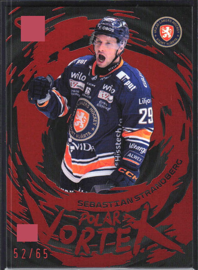 2025-26 SportZoo SHL S1 #PV-24 Sebastian Strandberg Polar Vortex Coral Copper 52/65 – framsida