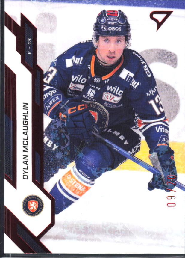 2025-26 SportZoo SHL S1 #122 Dylan McLaughlin Scarlet Red 09/20 – framsida