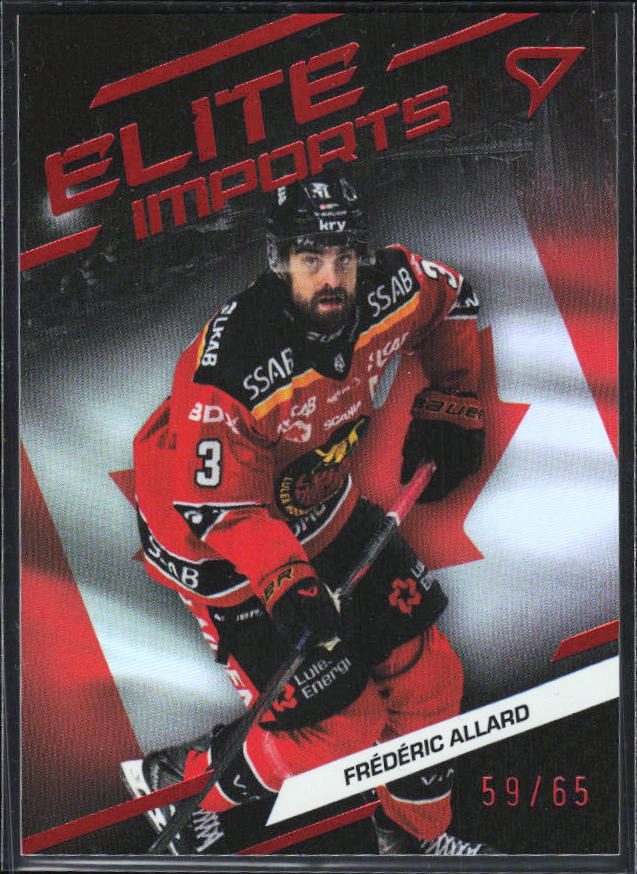 2025-26 SportZoo SHL S1 #EI-01 Frédéric Allard Elite Imports Light Copper 59/65 – framsida