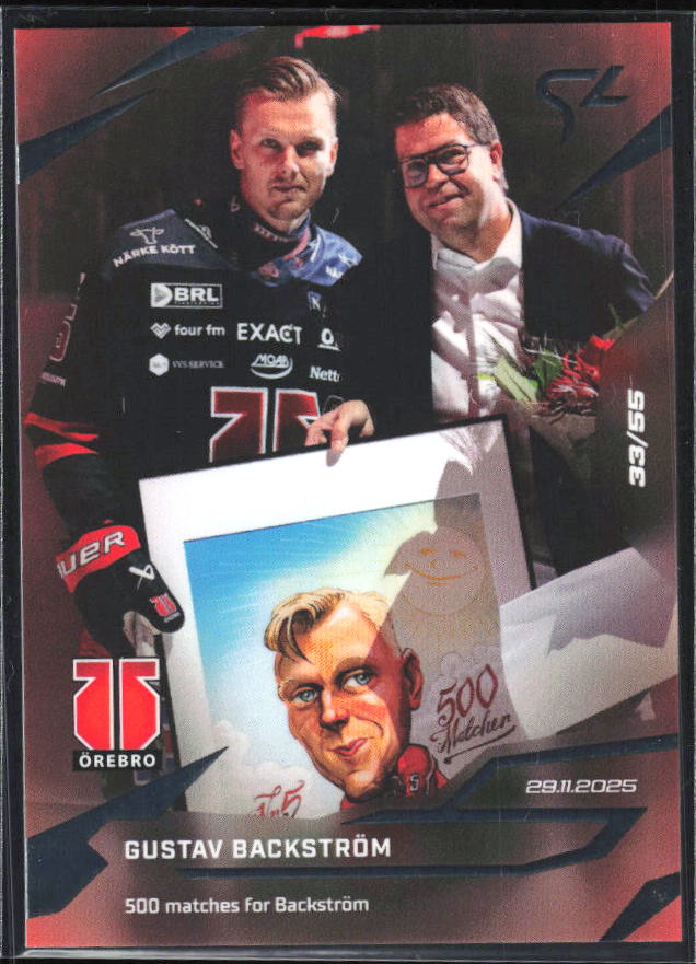 2025-26 SportZoo SHL LIVE #L-17 Gustav Backström 33/55 – framsida