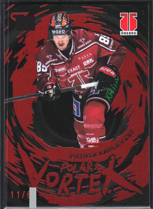 2025-26 SportZoo SHL S1 #PV-32 Patrik Karlkvist Polar Vortex Coral Copper /65 – framsida