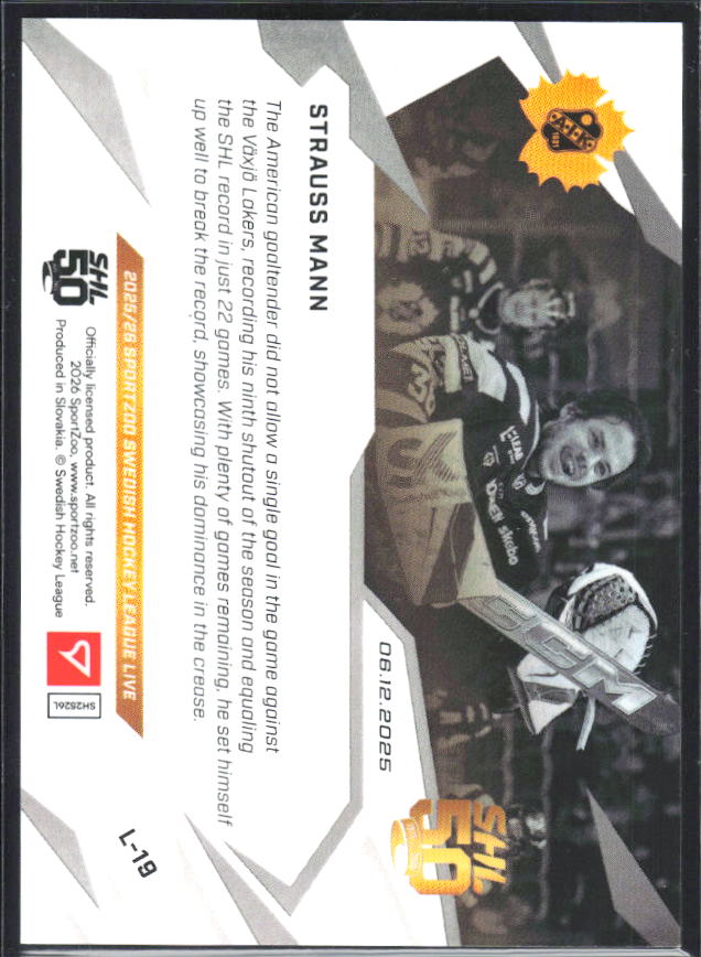 2025-26 SportZoo SHL LIVE #L-19 Strauss Mann 08/66 – baksida