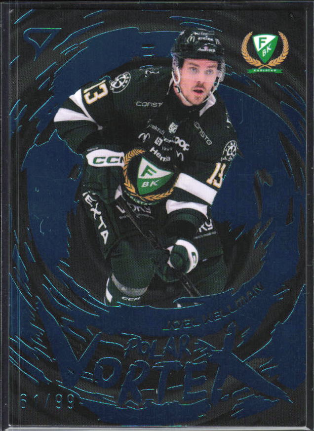 2025-26 SportZoo SHL S1 #PV-17 Joel Kellman Polar Vortex Steel Blue 67/99 – framsida