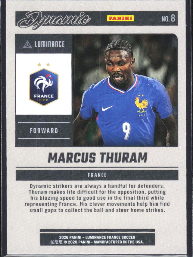Marcus Thuram – 2026 Panini Luminance France #8 Dynamic – baksida