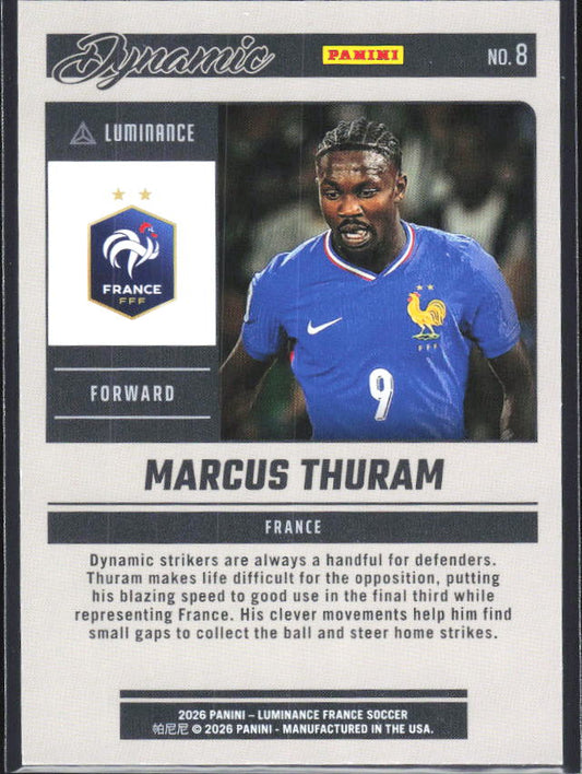 Marcus Thuram – 2026 Panini Luminance France #8 Dynamic – baksida