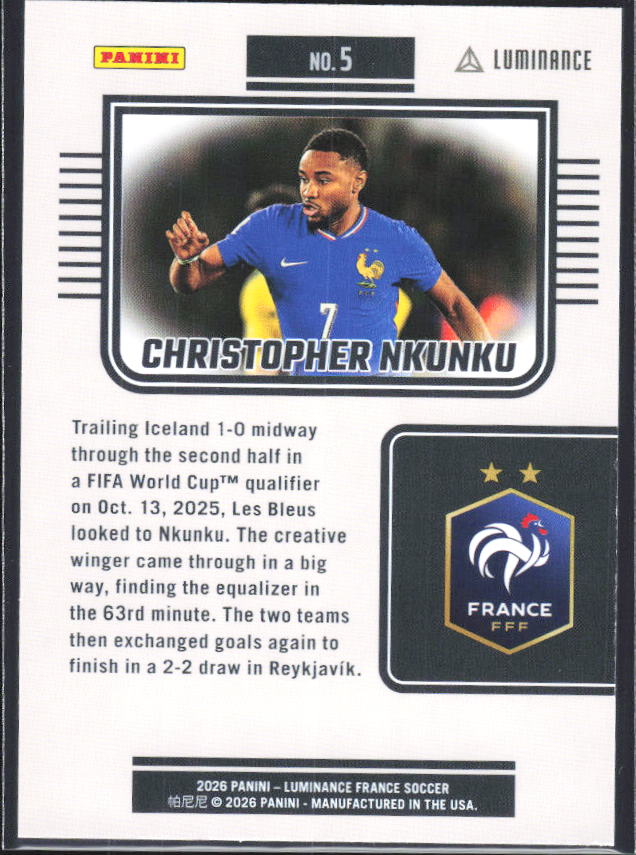 Christopher Nkunku – 2026 Panini Luminance France #5 – baksida
