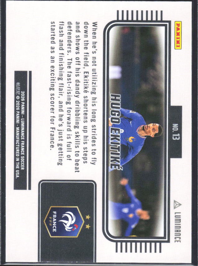 Hugo Ekitike – 2026 Panini Luminance France #13 – baksida