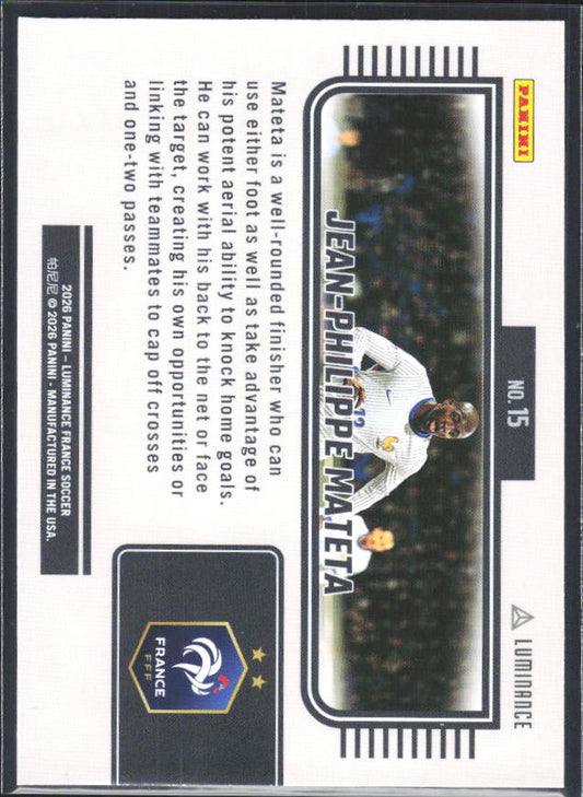 Jean-Philippe Mateta – 2026 Panini Luminance France #15 – baksida