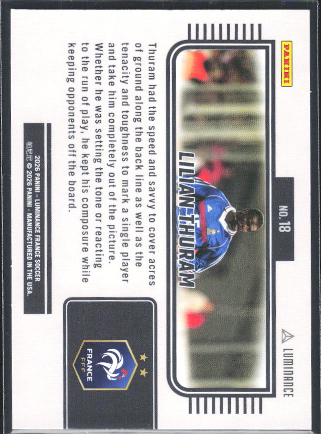Lilian Thuram – 2026 Panini Luminance France #18 – baksida
