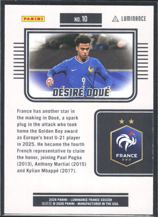 Désiré Doué – 2026 Panini Luminance France #10 – baksida