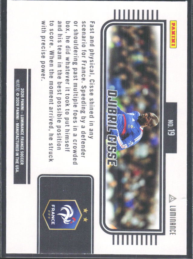 Djibril Cissé – 2026 Panini Luminance France #19 – baksida