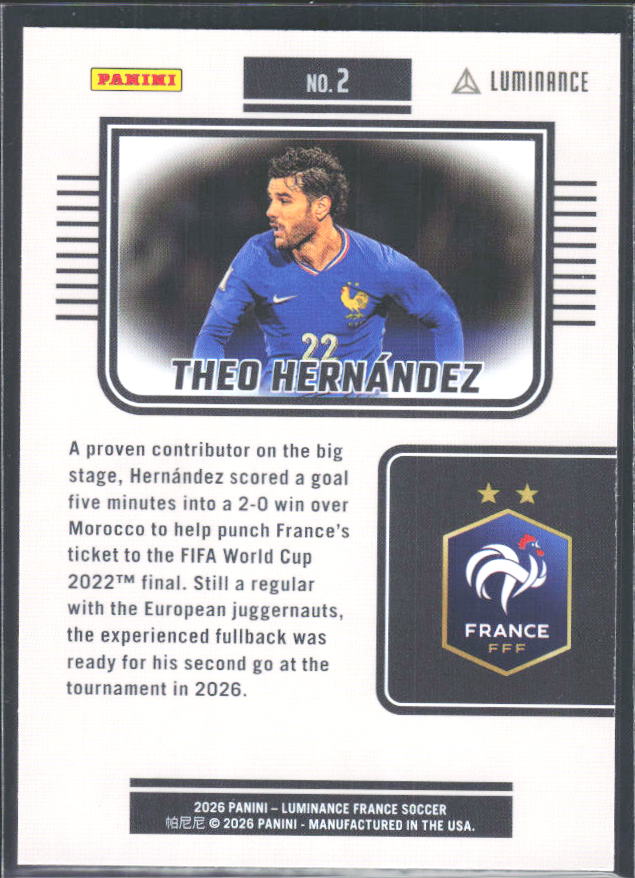 Theo Hernandez – 2026 Panini Luminance France #2 – baksida