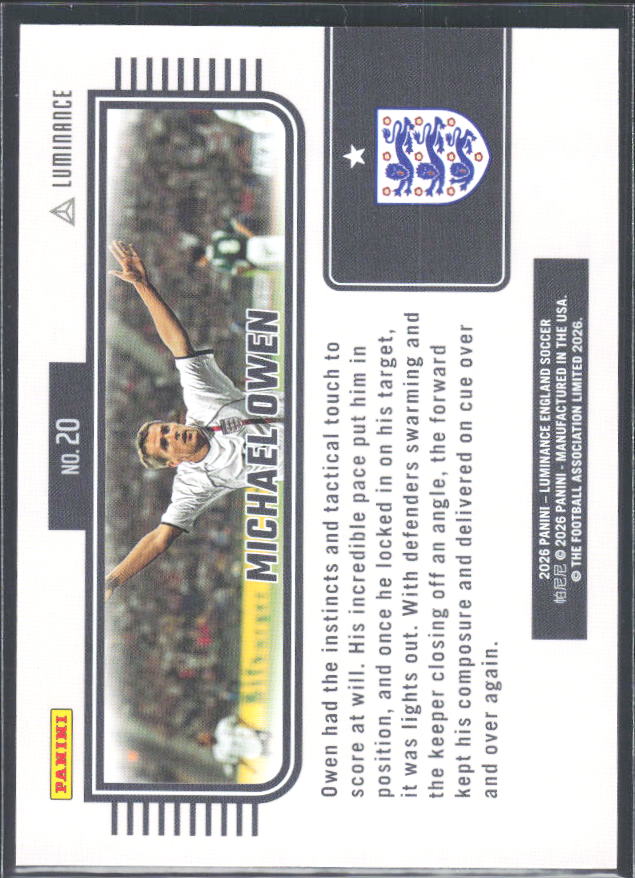 Michael Owen – 2026 Panini Luminance England #20 – baksida