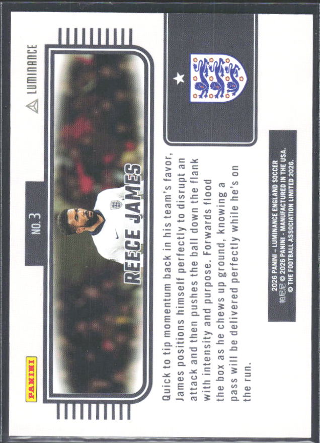 Reece James – 2026 Panini Luminance England #3 – baksida