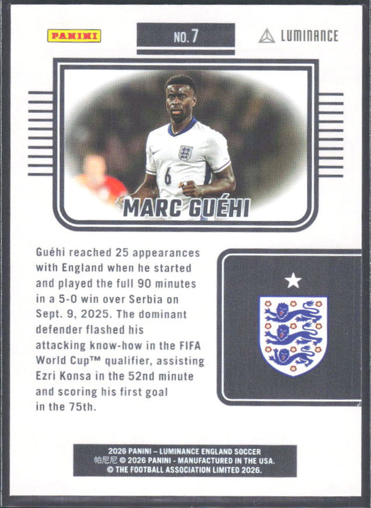 Marc Guéhi – 2026 Panini Luminance England #7 – baksida