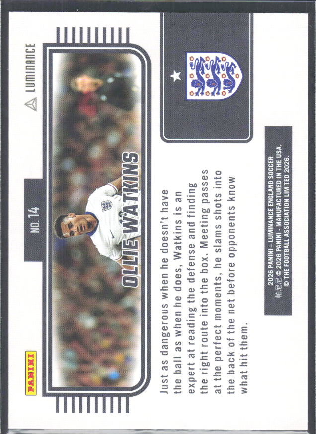 Ollie Watkins – 2026 Panini Luminance England #14 – baksida