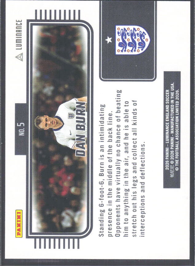 Dan Burn – 2026 Panini Luminance England #5 – baksida