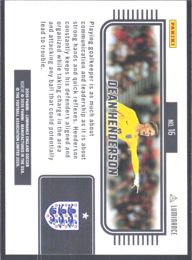 Dean Henderson – 2026 Panini Luminance England #16 – baksida