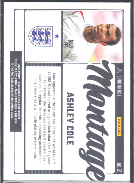 Ashley Cole – 2026 Panini Luminance England #2 Montage – baksida