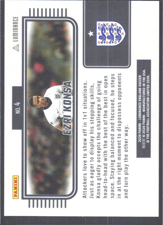 Ezri Konsa – 2026 Panini Luminance England #4 – baksida