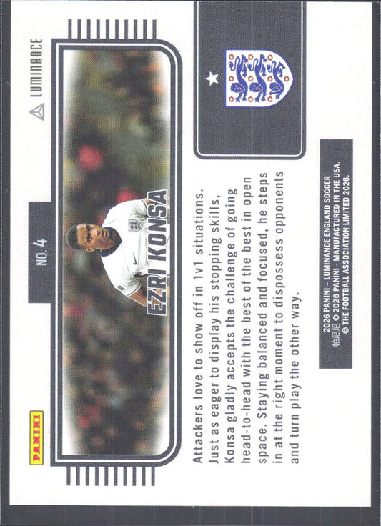 Ezri Konsa – 2026 Panini Luminance England #4 – baksida
