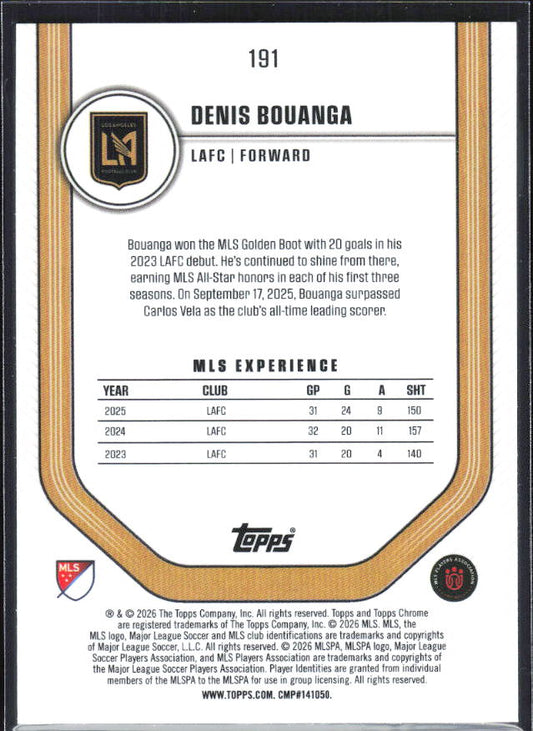 Denis Bouanga – 2026 Topps Chrome MLS #191 – baksida