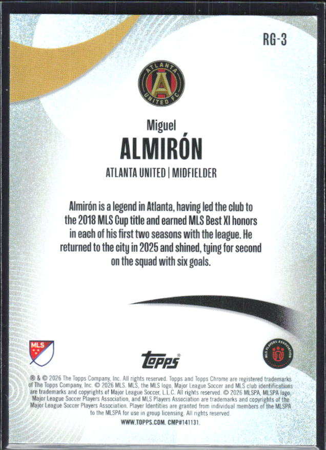 Miguel Almirón – 2026 Topps Chrome MLS #RG-3 Rhythm of the Game – baksida