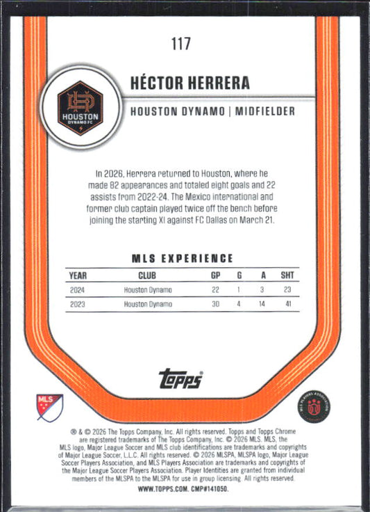 Héctor Herrera – 2026 Topps Chrome MLS #117 – baksida