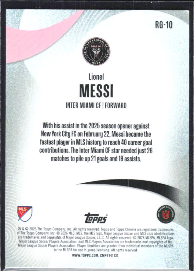 Lionel Messi – 2026 Topps Chrome MLS #RG-10 Rhythm of the Game – baksida